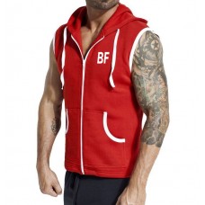 Red Sleeveless gym hoodie